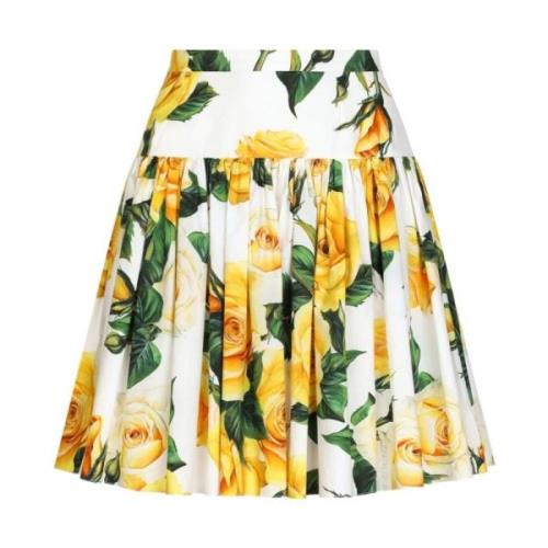 Rode Print Wijd Uitlopende Rok Dolce & Gabbana , Yellow , Dames