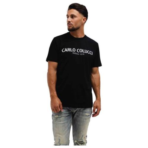 Zwart Heren T-shirt Klassieke Stijl Carlo Colucci , Black , Heren