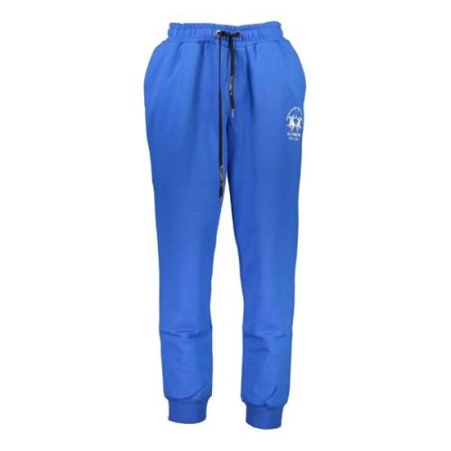 Blauwe Katoenen Sportbroek met Borduursel La Martina , Blue , Heren