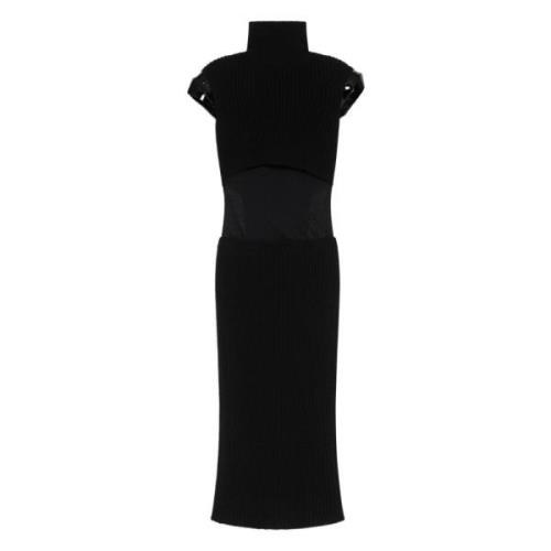 Gebreide Jurk met Hoge Kraag Sportmax , Black , Dames