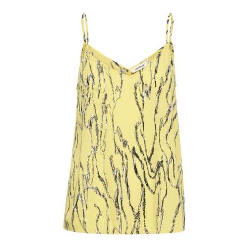 Verstelbare Strap Top met Print Soaked in Luxury , Yellow , Dames