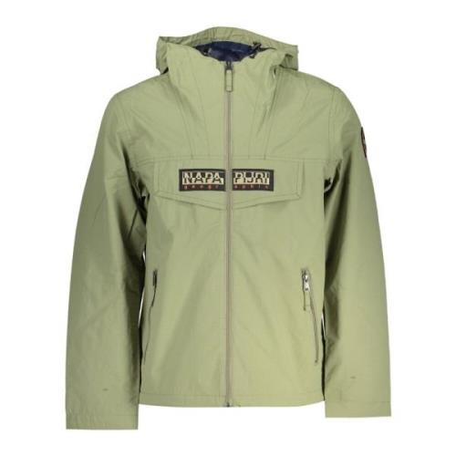 Sportieve Hoodie Jas Groen Waterdicht Rits Napapijri , Green , Dames