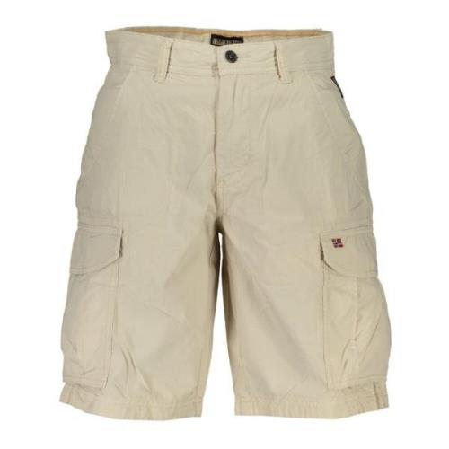 Beige Bermuda Shorts met Logo Napapijri , Beige , Heren