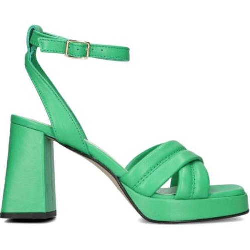 Elegante Groene Leren Sandaal Notre-v , Green , Dames