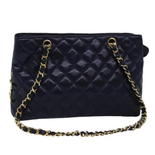 Pre-owned Leather chanel-bags Chanel Vintage , Blue , Dames