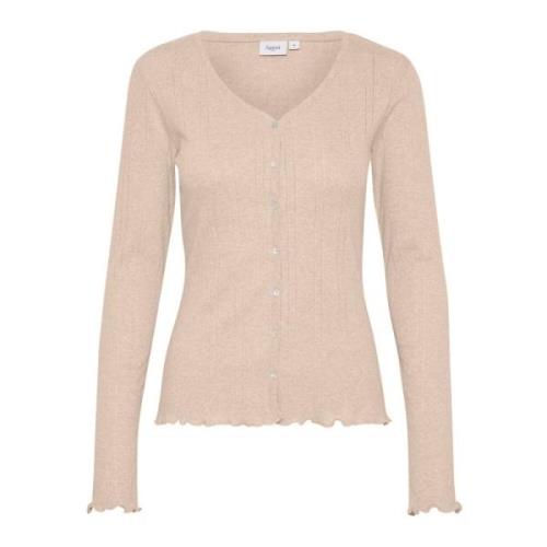 Melange Cardigan Top Saint Tropez , Beige , Dames