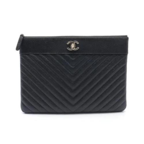 Pre-owned Leather clutches Chanel Vintage , Black , Dames