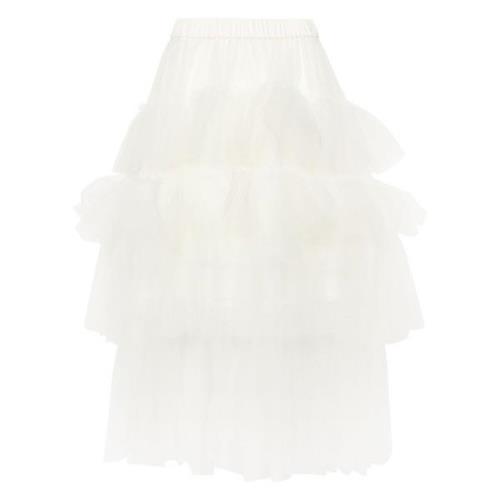 Witte Tule Ruffle Rok Simone Rocha , Beige , Dames