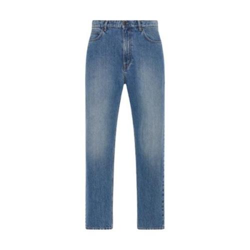 Slim-Fit Italiaanse Gewassen Denim Jeans The Row , Blue , Heren