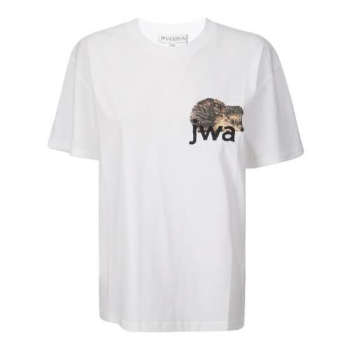 Bedrukt Logo Crew-Neck T-Shirt JW Anderson , White , Dames