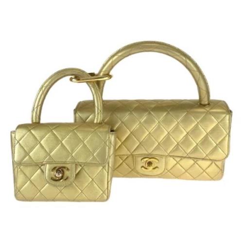 Pre-owned Leather handbags Chanel Vintage , Yellow , Dames