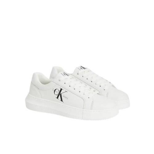 Stijlvolle Leren Sneakers Calvin Klein , White , Dames