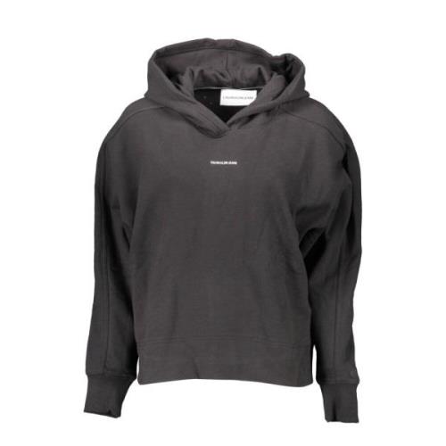 Zwarte hoodie met print en borduursel Calvin Klein , Black , Dames