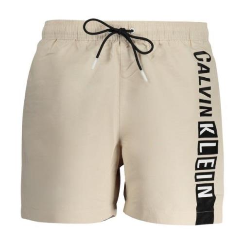 Beige Heren Zwemboxer met Slip Calvin Klein , Beige , Heren