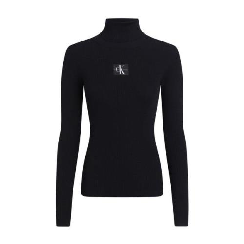 Zwarte Roll Neck Sweater Calvin Klein , Black , Dames