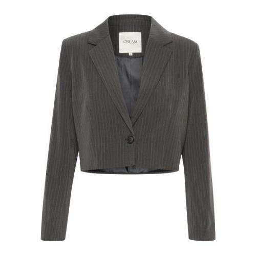 Grijze Melange Pin Stripe Blazer Jas Cream , Gray , Dames