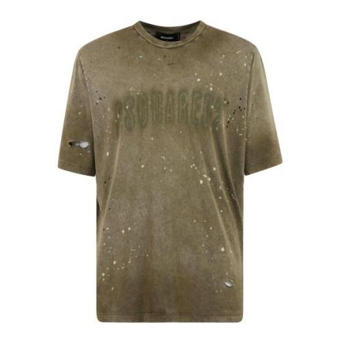 Casual Katoenen T-Shirt Dsquared2 , Green , Heren