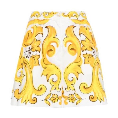 Gele Maiolica Katoenen Shorts Dolce & Gabbana , Yellow , Dames