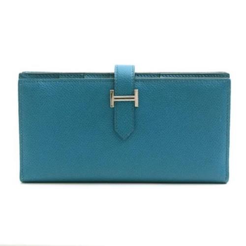 Pre-owned Leather wallets Hermès Vintage , Blue , Dames