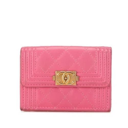 Pre-owned Leather wallets Chanel Vintage , Pink , Dames