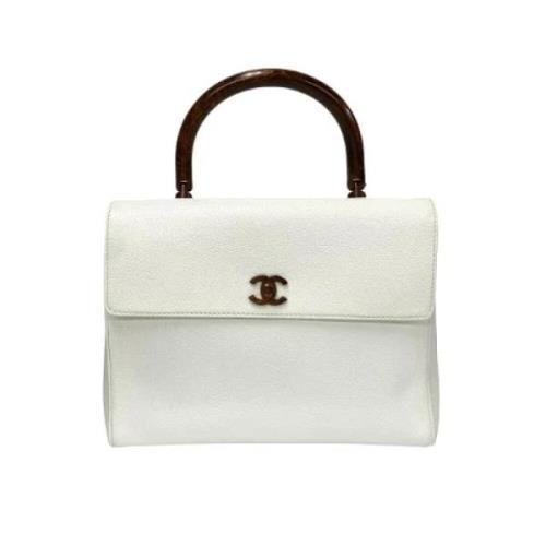 Pre-owned Leather handbags Chanel Vintage , White , Dames