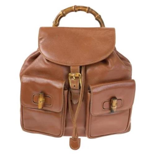 Pre-owned Leather backpacks Gucci Vintage , Brown , Dames