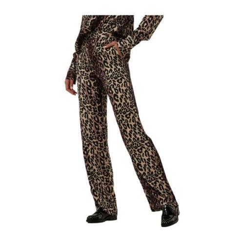 Leopard Print Wide Leg Pants Rough Studios , Brown , Dames