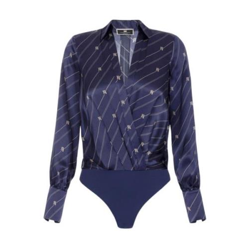 Donkerblauwe Bodysuit Elisabetta Franchi , Blue , Dames