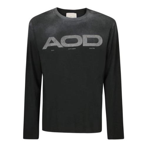 Logo Print Longsleeve Katoenen Tee An Other Date , Black , Heren