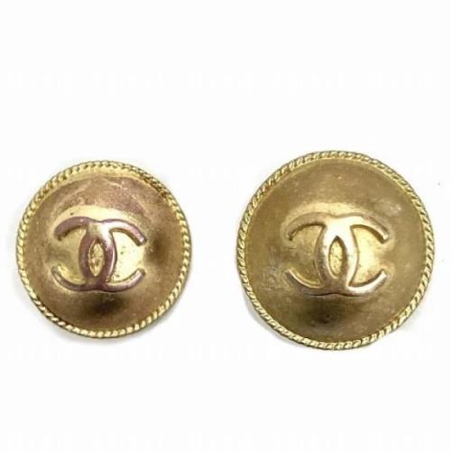 Pre-owned Metal earrings Chanel Vintage , Yellow , Dames