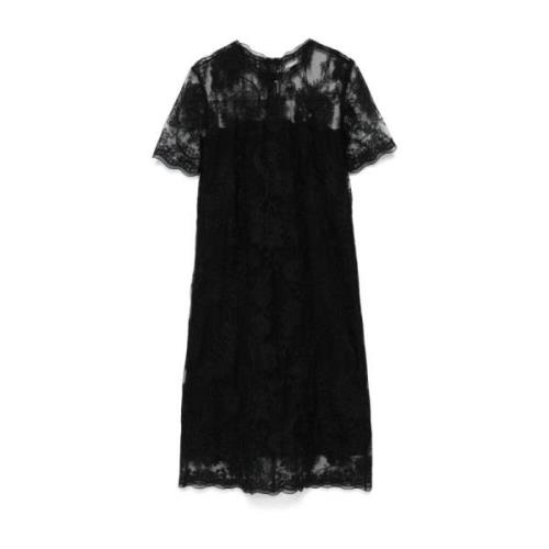 Zwarte Bloemenkanten Jurk Ermanno Scervino , Black , Dames