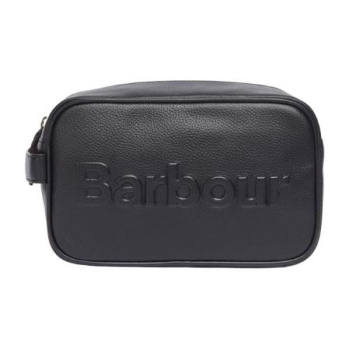 Logo Leren Toilettas voor Mannen Barbour , Black , Heren