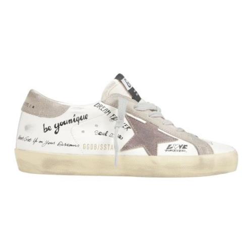 Stijlvolle Nappa Suede Ster Hiel Sneakers Golden Goose , White , Dames