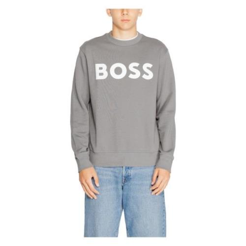 Grijze Sweatshirt met Lange Mouwen en Ronde Hals Boss , Gray , Heren