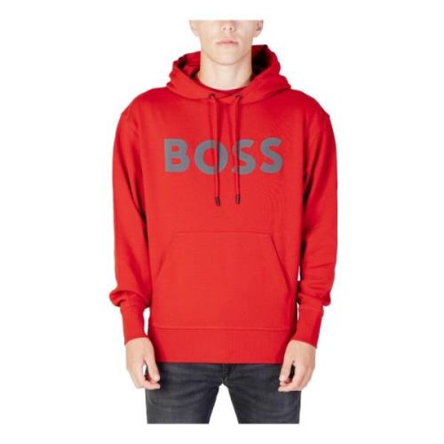 Rode Hoodie Heren Herfst/Winter Boss , Red , Heren