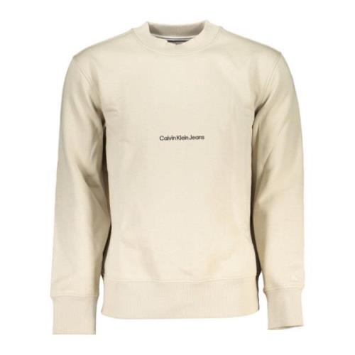 Beige Sweatshirt met Lange Mouwen Geborduurd Logo Calvin Klein , Beige...