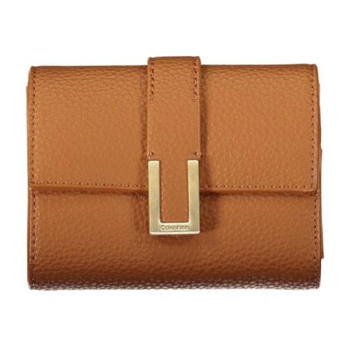 Damesportemonnee Bruin Contrastdetails Calvin Klein , Brown , Unisex