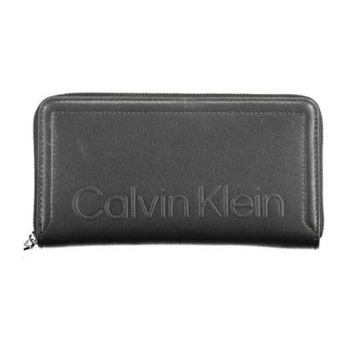 Damesportemonnee Zwart Rfid Ritssluiting Calvin Klein , Black , Dames