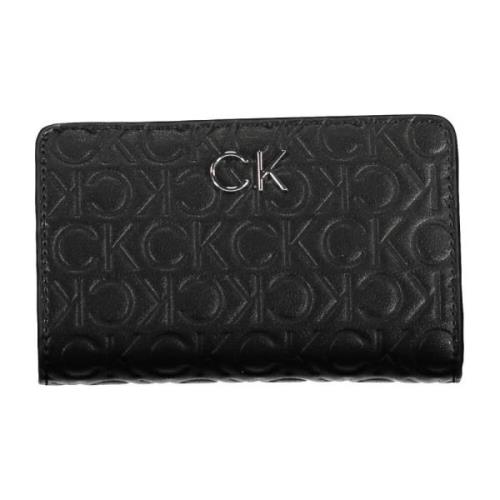 Damesportemonnee Zwart Rfid Clip Sluiting Calvin Klein , Black , Dames