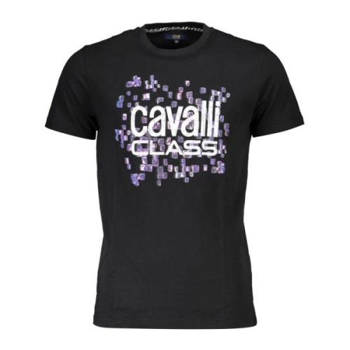 Korte Mouw Logo Print T-Shirt Zwart Cavalli Class , Black , Dames