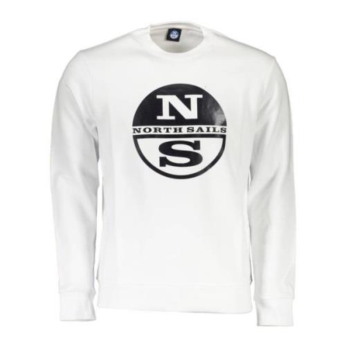 Witte Crewneck Sweatshirt met Lange Mouwen North Sails , White , Heren