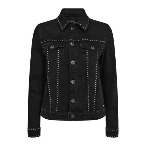 Stoere Denim Jack met Studs MOS Mosh , Black , Dames