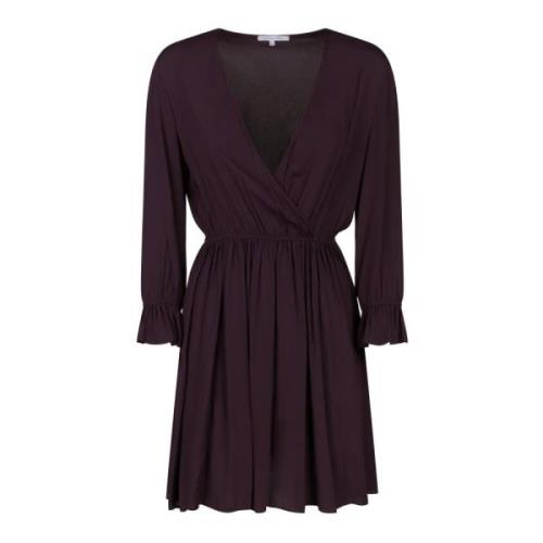 Pruim V-hals jurk met elastische taille Patrizia Pepe , Purple , Dames