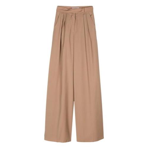 Bruine Wide-Leg Broek met Plooien Max Mara , Brown , Dames