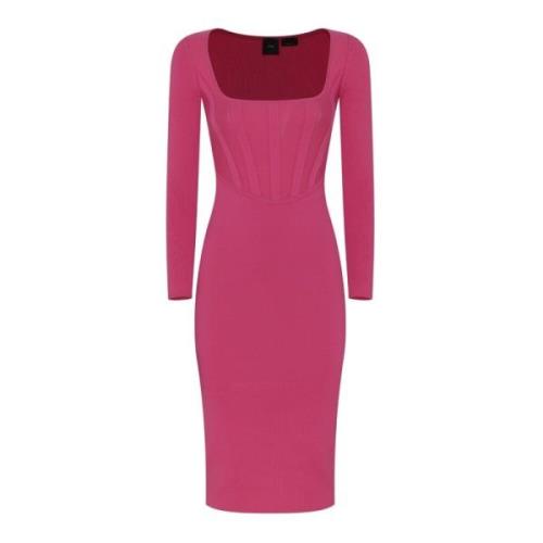 Fuchsia Square Neck Midi Jurk Pinko , Pink , Dames