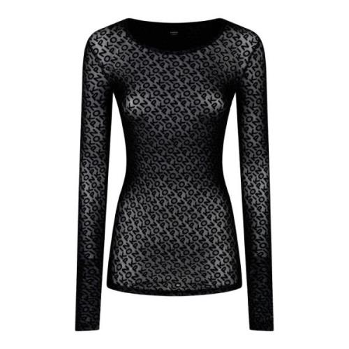 Zwart Logo Mesh Top Pinko , Black , Dames