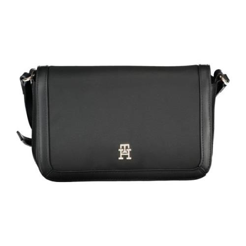 Zwarte Schoudertas met Contrastdetails Tommy Hilfiger , Black , Dames