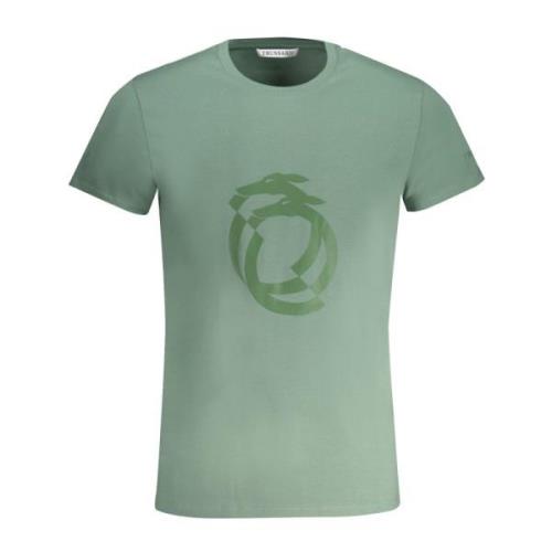 Groene T-shirt met korte mouwen en logo Trussardi , Green , Heren