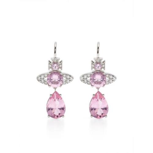 Kristal Druppel Oorbellen met Orb Detail Vivienne Westwood , Pink , Da...