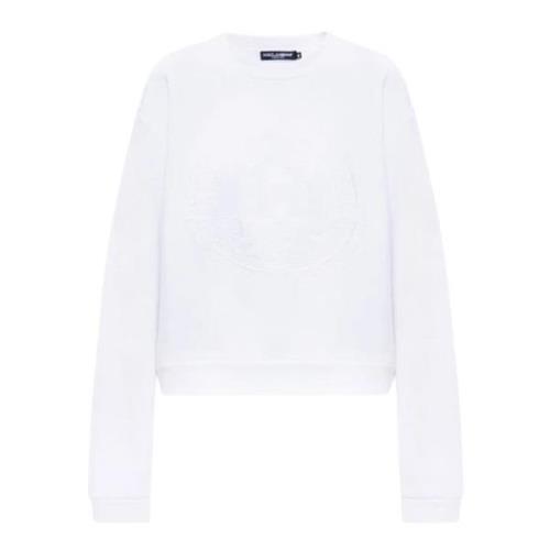 Logo-borduurwerk Crew Neck Sweatshirt Dolce & Gabbana , White , Dames